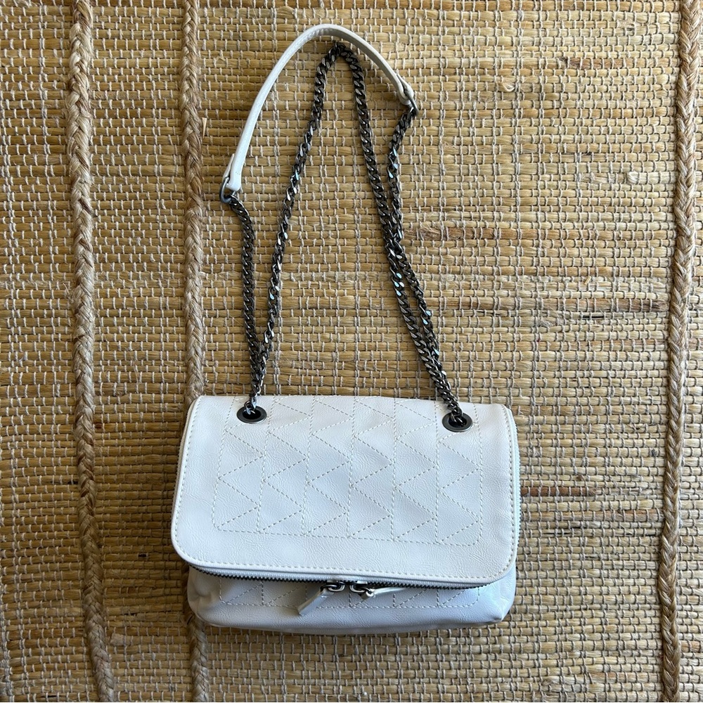 ZARA QUILTED CONVERTIBLE CHAIN CROSSBODY BAG CREAM